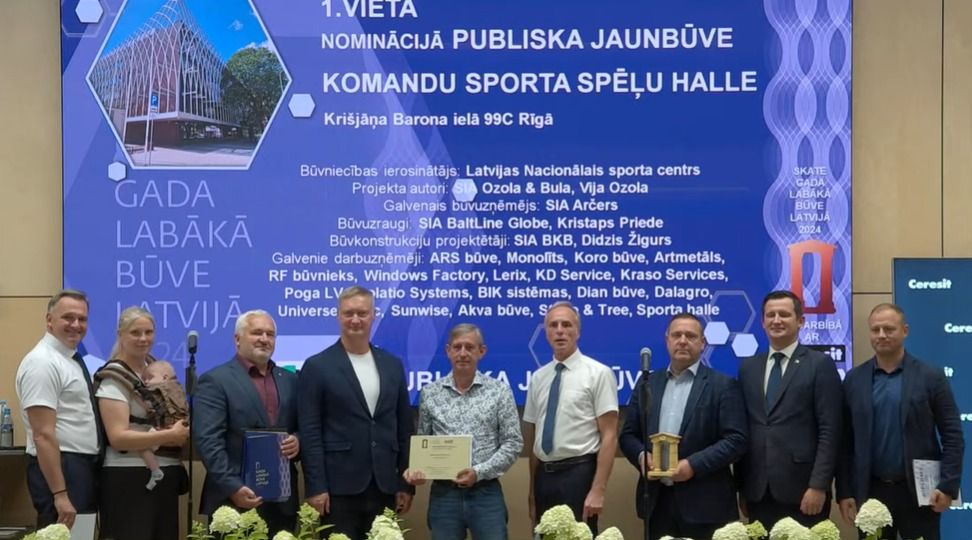 Komandu sporta spēļu halle – 2024.gada labākā publiskā jaunbūve